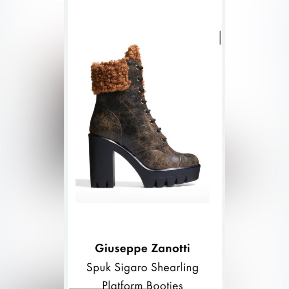 Giuseppe Zanotti Black and Brown Shearling Platform Boots